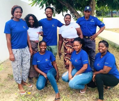 The Goodwill team in their blue shirts